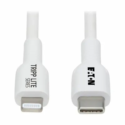 EATON TRIPP LITE Usb Cable: Type C End 1, Lightning End 2, White, 6.6 ft Lg - Antimicrobial USB & Lightning Cables