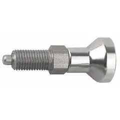 This nonlocking indexing plunger features a pull-knob design for quick retraction and repositioning. Constructed from stainless steel with a 5/8"-11 thread, it delivers a nose force between 15 N and 35 N. Typical applications include precise positioning and locking of moving parts in jigs, fixtures, and assembly equipment.