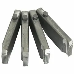 Alloy dies designed for Snap-O-Matic threading heads. Cut NPSM right-hand threads on 1/2 in to 3/4 in pipe. Suitable for use in plumbing, HVAC, and industrial piping applications.