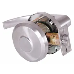 Classroom security lever lockset with satin chromium-plated cast zinc finish and F111 function. ADA-compliant lever and SFIC core enable quick lockdown from inside the room. Suitable for educational facilities requiring access control integration.