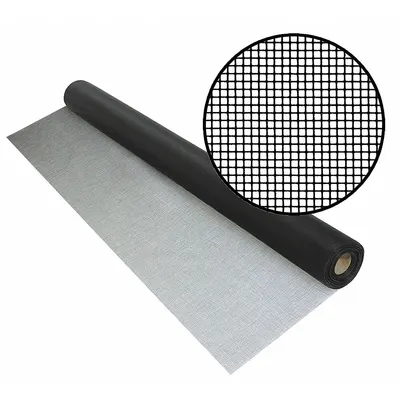 PHIFER Replacement Screen: Polyester, Black, 18 x 18 Mesh Size, 4 ft Wd, 25 ft Lg - Polyester Door and Window Screen
