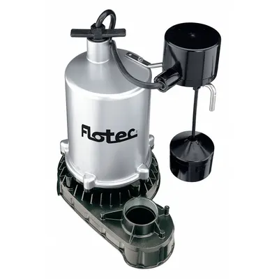FLOTEC Submersible Sump Pump: 1/2 hp, 115V AC, 69 gpm Flow Rate @ 10' of Head - General Purpose Submersible Sump Pumps