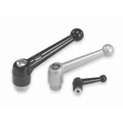 This ball-style adjustable handle features a threaded hole for manual adjustment in machinery, jigs, and fixtures. The zinc body with stainless steel thread provides corrosion resistance for frequent repositioning. Length: 64 mm. Thread size: 1/4"-20.