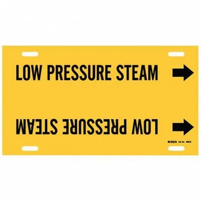 BRADY Pipe Marker: Low Pressure Steam, Yellow, Black, Fits 8 to 9 7/8 in Pipe O.D. - Low Pressure Steam Strap-On Pipe Markers
