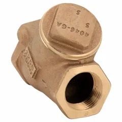 Bronze Y-style swing check valve with 1 in FNPT x FNPT connections. Prevents backflow in horizontal or vertical piping systems for water, oil, and gas applications in commercial and industrial plumbing, HVAC, and process lines.