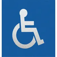 Preformed thermoplastic pavement marking for handicap parking spaces. Blue/white legend on a 40 by 40 inch sheet. Applied with a hand torch for adhesion. Suitable for commercial and municipal parking lots