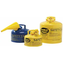 Type I safety can for handling and storing kerosene. Constructed of powder coated steel in blue with a 1 gallon capacity. Suitable for dispensing and transporting flammable liquids in industrial settings.