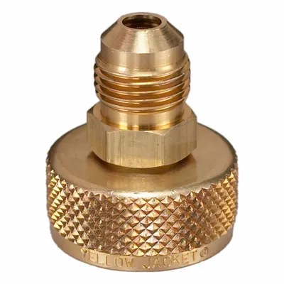 YELLOW JACKET Cylinder Valve Adapter: 3/4 in Male SAE Right-Hand, 3/8 in Male NPT Right-Hand - Swivel Cylinder Valves for Access Valves