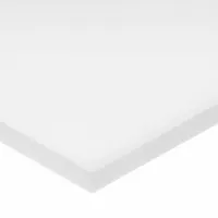 This HDPE bar measures 0.375 in thick, 1 in wide, and 8 ft long. It is opaque white with a tensile strength of 3,500 psi and an impact strength of 30 ft-lb/in. Typical applications include cutting boards, wear strips, chute liners, and chemical tank components where high impact resistance and low moisture absorption are required