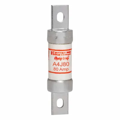 MERSEN Fuse: A4J Series, Class J, Blade Body, Fast-Acting, 80 A, 600 V AC, 300 V DC - Fast-Acting Bolt-On Fuses