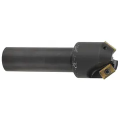 This indexable chamfer mill is designed for creating chamfered edges and deburring workpiece corners. It is used in general machining operations to prepare edges for welding or assembly.