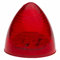 Red LED clearance marker lamp with cone shape and twist-on mount. Overall diameter 2-1/2 in. Features PL-10 connector and meets SAE lens code P2. Used on trailers, trucks, and heavy equipment to indicate vehicle width and position