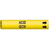 Pipe Marker: Acid, Yellow, Black, Fits 3/4 to 1 3/8 in Pipe O.D., 1 Pipe Markers, With Arrows (MPN 4000-A)