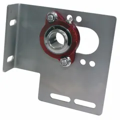 This bearing plate assembly supports garage door rollers, reducing friction and wear during door operation. It is used in residential and commercial garage door systems to ensure smooth movement and extend the life of the door track and rollers. Sold as a pair.