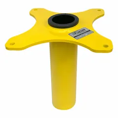 This steel socket-mount base is designed to secure a mast with a 3.55-inch diameter in material handling and lifting applications. It supports loads up to 1,200 lb and provides a stable mounting point for hoists, jib cranes, or work-positioning equipment.