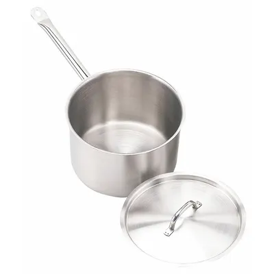 CRESTWARE Sauce Pan w/Cover: 2.625 qt Capacity, Stainless Steel, Welded, Silver, 7 3/4 in Dia - Sauce Pans with Covers