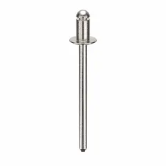 Open-end domed-head blind rivet with 0.122" diameter and 1.284" overall length. Body length is 3/16". Supplied in a 500-piece pack. Used for fastening materials where only one side is accessible, typical in sheet metal and general assembly applications.