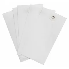 White Tyvek plain tag measuring 4 1/4 inches high by 2 1/8 inches wide with a 30-point card stock thickness. Each pack contains 1,000 tags. Suitable for identifying and tracking shipments, inventory, and work-in-progress in industrial and logistics environments.
