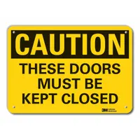 Aluminum sign with mounting holes for easy installation. Features Engineer Grade retroreflective sheeting for low-light visibility. Used to mark doors that must remain closed for safety or compliance in industrial facilities, warehouses, and plants