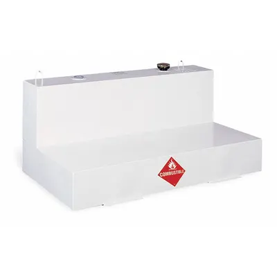 CRESCENT JOBOX Transfer Tank: White, L-Shape, 100 gal Capacity, Steel, 14 ga Thick - L-Shaped Liquid Transfer Tanks