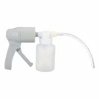 Hand-operated suction device for removal of fluids and obstructions from airways. Suitable for emergency and clinical settings where powered suction is not available