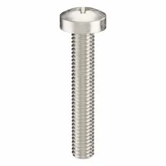 Pan head machine screws with M3x0.50 thread, 18 mm length, made from 18-8 stainless steel with a plain finish. Phillips drive with #1 drive size. Suitable for general fastening applications in machinery, electronics, and assembly work. Sold in packs of 100.