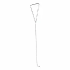 This steel pulling hook is an accessory for dock levelers, used to engage and operate the leveler during loading and unloading. It connects chains or straps for positioning. Overall length 4 3/4 in, overall height 2 1/4 in.