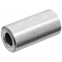 This round stainless steel spacer is designed for #8 screw sizes with a 5/8 in overall length. It features a plain silver finish and is used for spacing and alignment in industrial assemblies