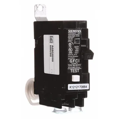 SIEMENS Miniature Circuit Breaker: 15 A Amps, 120V AC, 1 Poles - B Series, Bolt-On Siemens Miniature Circuit Breakers