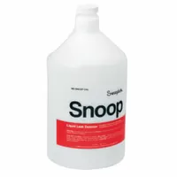 SNOOP Gas Leak Detector is a non-corrosive, non-flammable bubble solution for locating leaks in pressurized gas systems. Suitable for use on metal and plastic pipes, it operates within a temperature range of 27°F to 200°F. This 1-gallon bottle is commonly used in industrial plants, HVAC, and plumbing applications for safe leak detection