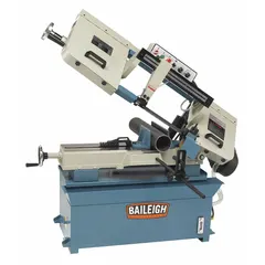 BAILEIGH INDUSTRIAL Band Saw: 8 13/16 in x 13 1/2 in, 82 to 235 SFPM, 0° to 45°, 1 Phase, 220V AC (MPN BS-916M). Key specifications — attr313020: 1; attr313018: 0° to 45°; attr313016: 8-13/16 in x 13-1/2 in; attr313017: 82 to 235 SFPM; attr325084: BAILEIGH INDUSTRIAL.