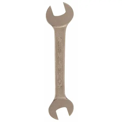 AMPCO Open End Wrench: Aluminum Bronze, Natural, 9 mm_11 mm Head Size, 5 in Overall Lg - Metric, Double End, Open End Nonsparking Wrenches
