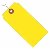 Wired Shipping Tag: #5, 4 3/4 in Tag Ht, 2 3/8 in Tag Wd, Yellow, Vinyl, Pre-Wired Tag, 100 PK (MPN G26052W)