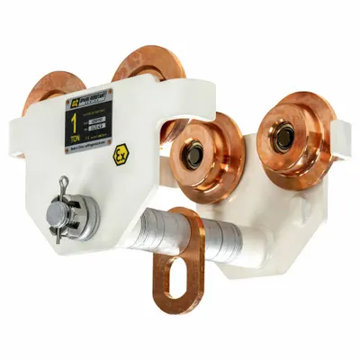 OZ LIFTING PRODUCTS Push Beam Trolley: Push - Spark Resistant Push Trolleys for Hoists