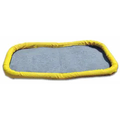 Gray filter berm pad liner for containing fuel, grease, hydrocarbons, and oil spills. Each pack includes four pads measuring 30 inches by 42 inches. Suitable for use in filter berm systems for spill containment in industrial and maintenance areas.