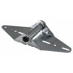 Steel garage door hinge with rounded corners, designated as #1 hinge. Leaf height 7 1/4 in, leaf width 2 13/16 in. Used to connect garage door panels, typically installed on the top section of the door. Sold in a pack of 4.
