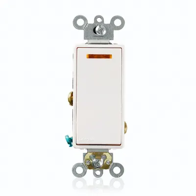 LEVITON Wall Switch: Rocker Switch, Single Pole, Maintained, White, 120V AC - Rocker Wall Switches