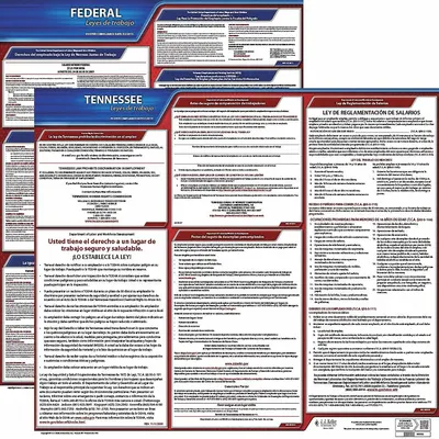 JJ KELLER State & Federal Labor Law Poster Set, TN, Spanish, Plastic, 30x24 in - State & Federal Labor Law Poster Sets
