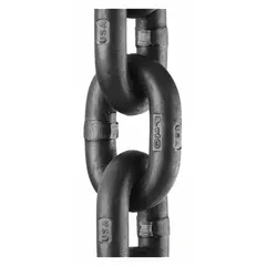 This Grade-100 lifting chain is made from alloy steel with a straight link type. It has a trade size of 1/2 in and 8 links per foot. Suitable for overhead lifting, rigging, and load securing in industrial material handling applications.