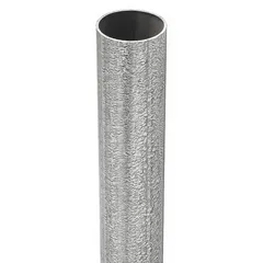 Galvanized steel round sign post, 12 ft long with a 2-3/8 in diameter and 16 ga wall thickness. Silver finish, non-punched for custom hole placement, and no breakaway feature. Used for mounting traffic signs, directional markers, and regulatory signage in roadway, parking lot, and industrial facility applications.