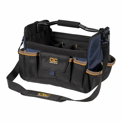 CLC Tool Tote: 14 in W x 11 in D x 11 in H, Black, Polyester, 21 Pockets - Polyester Tool Totes