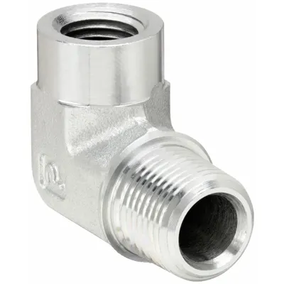 PARKER Metal Pipe Elbow: 90° Elbow, Steel, 3/8 in x 1/4 in - Hydraulic Threaded Extreme-Pressure Pipe Fittings