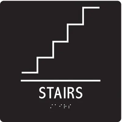 ADA Braille Facility Sign: Modified Acrylic, Adhesive Sign Mounting - Square Stairway Signs