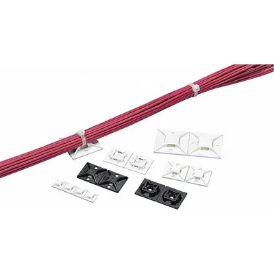 PANDUIT Cable Tie Mounting Base: 0.21 in Slot Wd, 0.07 in Slot Ht, White, 1.12 in Wd - Adhesive Mount Cable Tie Bases