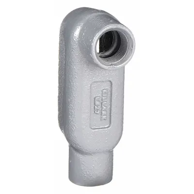 HUBBELL KILLARK Conduit Outlet Body: Iron, Powder Coated, 1 1/4 in Trade Size, LB Body - LB - 90° Elbow Type