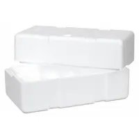White foam shipper sleeve designed to secure a 10 1/2 in x 5 1/2 in x 5 1/2 in bottle during transport. Sold in a 45-pack, this sleeve provides cushioning and thermal protection for temperature-sensitive shipments in cold-chain logistics