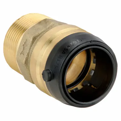 SHARKBITE Push-Fit Adapter Fitting: 1 1/4 in OD x 1 1/4 in OD Size, Push-to-Connect x MNPT - Standard Brass Push-to-Connect Tube Fittings