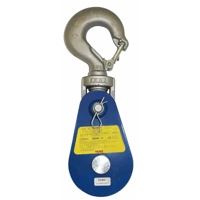 YOKE Pulley Block: Swivel, Pulling, 12,000 lb Working Load Limit - Hook-Attached Snatch Blocks