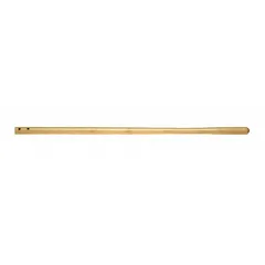 This wood handle is a replacement for post hole diggers. It features a round eye configuration and a 48-inch length, providing leverage for digging holes in soil. Suitable for use with standard digger heads.
