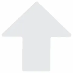 Solid white arrow-shaped floor marking tape from the ToughStripe series. Each piece measures 4 in x 10 in with a 0.008 in thickness, backed by polyester with polyester overlaminate. Supplied in a 25-pack, this tape is used for visual direction and safety marking in industrial facilities, warehouses, and plants.